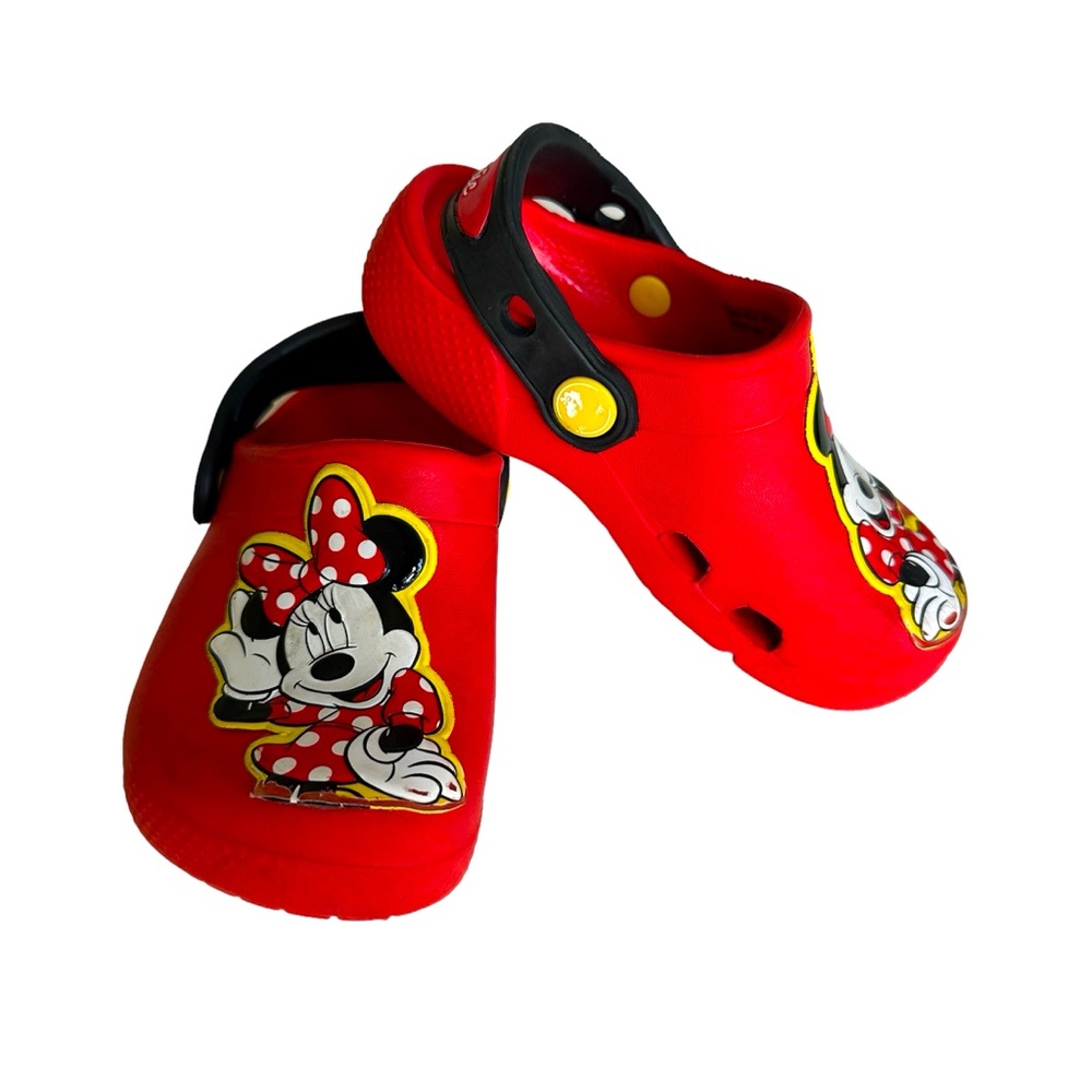 CROCS Red Kids Minnie Mouse Clog Sandals with Black Strap